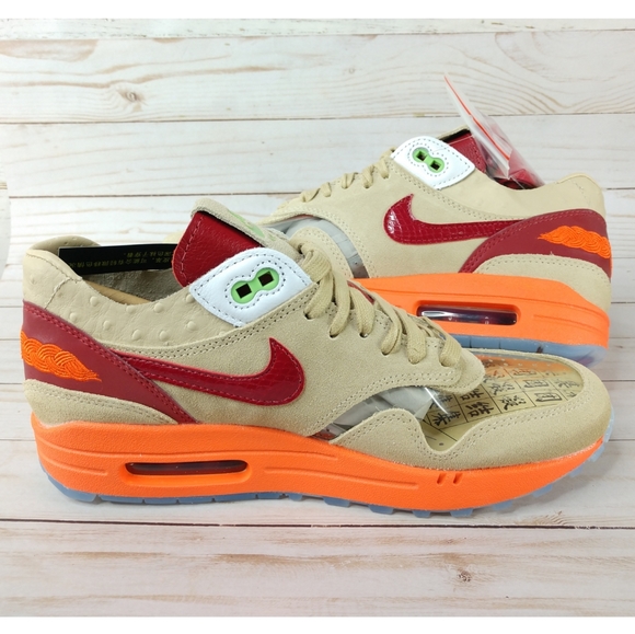 Nike Air Max 1 x CLOT Kiss Of Death Red Orange Blaze Sneakers - Picture 11 of 15